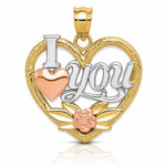 14k Two-tone w/White Rhodium I LOVE YOU Heart Pendant - Lifestyle View