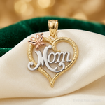 14k Two-tone w/White Rhodium MOM Heart Pendant - Lifestyle View