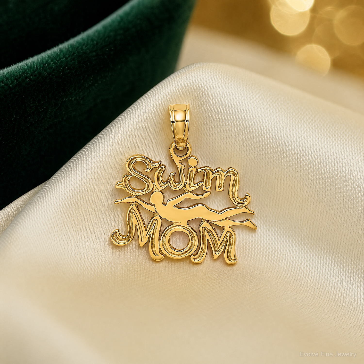 14K SWIM MOM w/Swimmer Charm - Lifestyle View