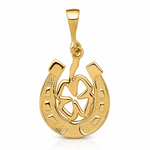 14k Good Luck Clover Pendant - Lifestyle View