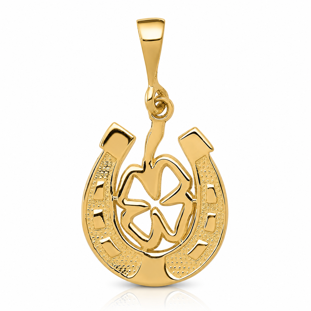 14k Good Luck Clover Pendant - Lifestyle View