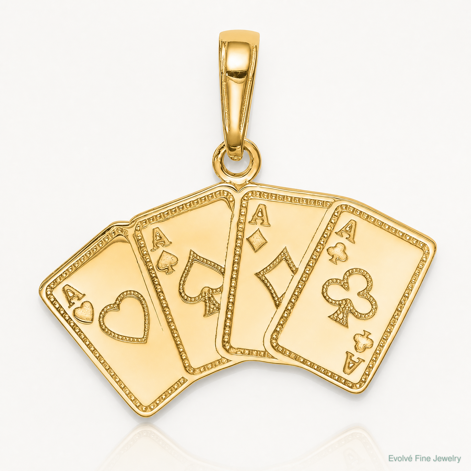14k Aces Playing Cards Pendant - Lifestyle View