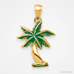 14k Enameled Palm Tree Pendant - Lifestyle View