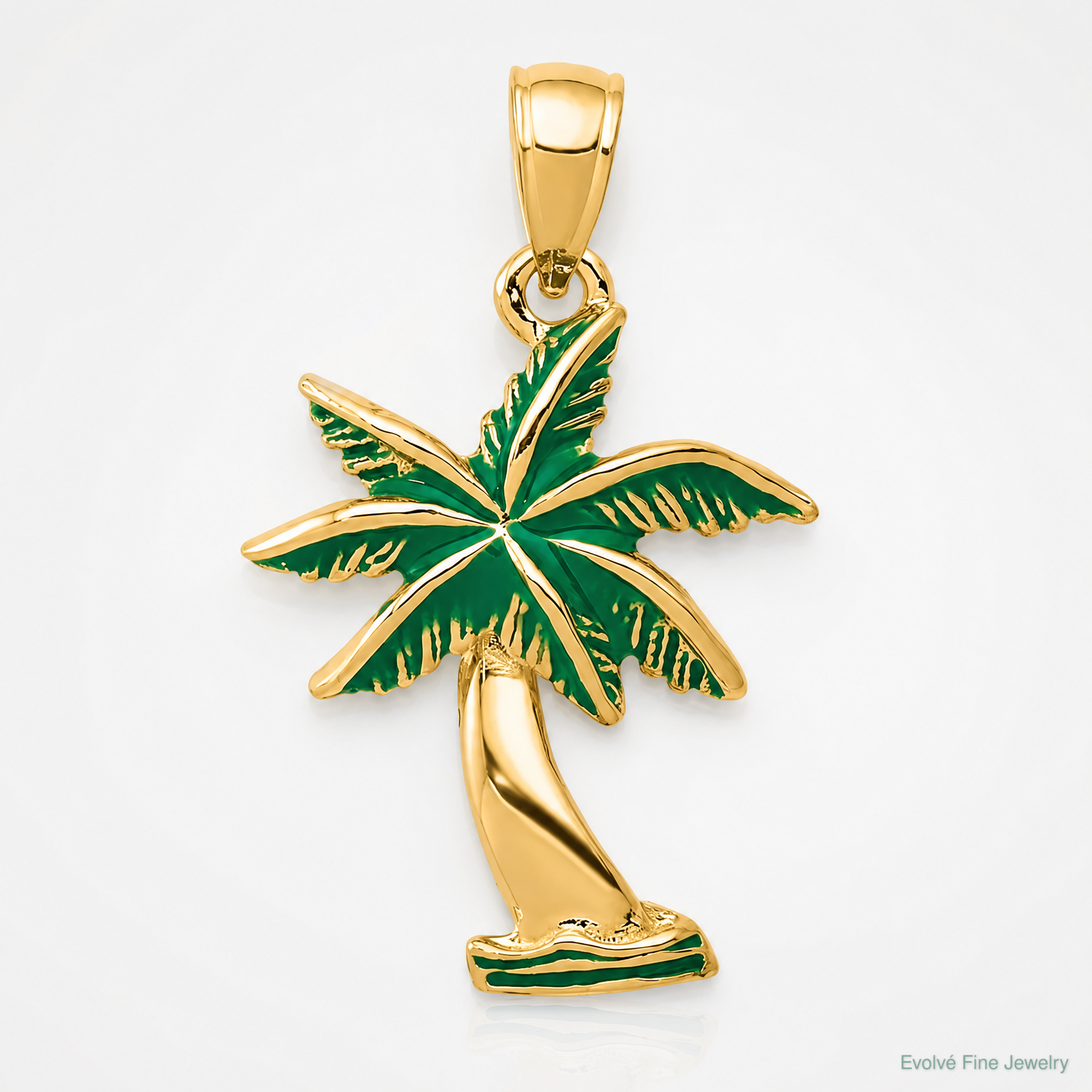 14k Enameled Palm Tree Pendant - Lifestyle View