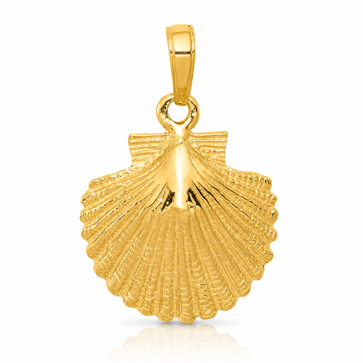 14k Scallop Shell Pendant - Lifestyle View