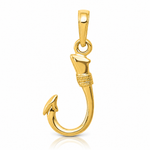 14K Yellow Gold 3D Fish Hook Pendant - Lifestyle View