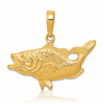 14k Open Mouthed Bass Fish Pendant - Lifestyle View