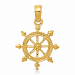 14k Ship Wheel Pendant - Lifestyle View