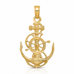 14k Small Anchor w/Wheel Pendant - Lifestyle View