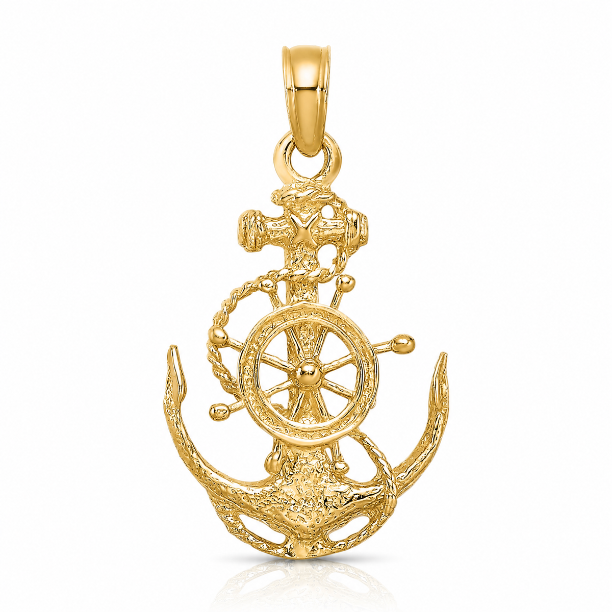 14k Small Anchor w/Wheel Pendant - Lifestyle View