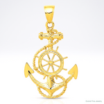 14k Large Anchor w/Wheel Pendant - Lifestyle View