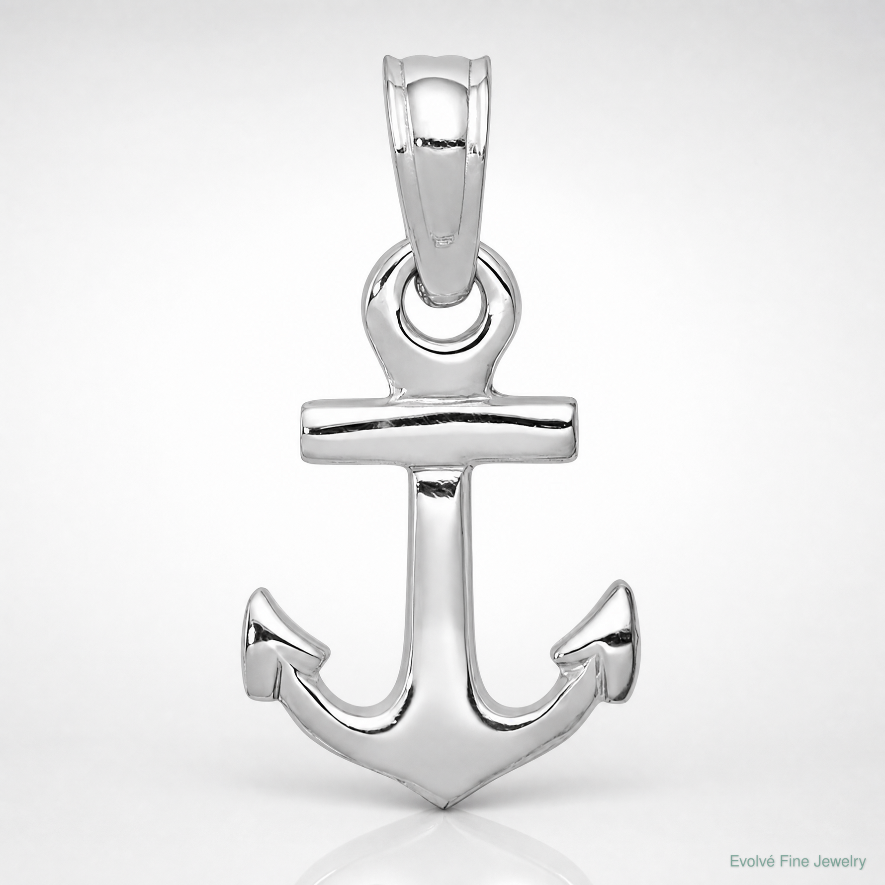 14k White Gold Mini Anchor Pendant - Lifestyle View