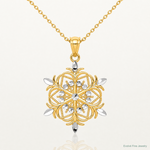 14k w/ Rhodium Diamond-cut Snowflake Pendant - Lifestyle View