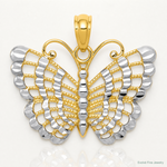 14k and Rhodium Diamond-cut Butterfly Pendant - Lifestyle View