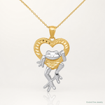 14k and Rhodium D/C Frog in Heart Pendant - Lifestyle View