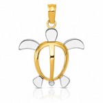 14K and Rhodium Sea Turtle Pendant - Lifestyle View
