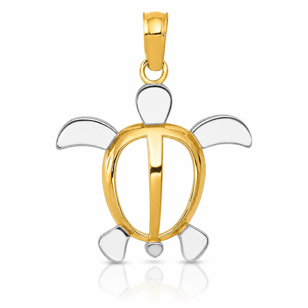 14K and Rhodium Sea Turtle Pendant - Lifestyle View