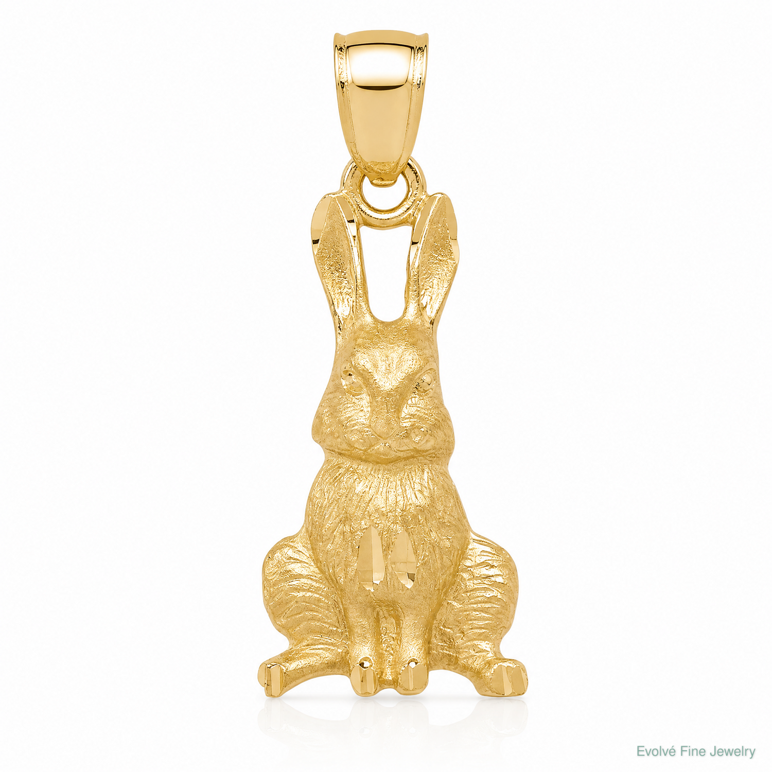 14K Diamond-cut Rabbit Pendant - Lifestyle View