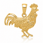 14k Rooster Pendant - Lifestyle View