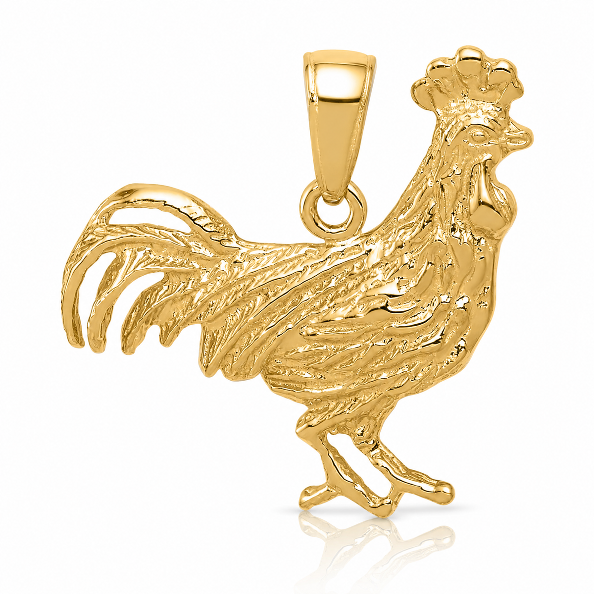 14k Rooster Pendant - Lifestyle View