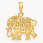 14k Textured Elephant Pendant - Lifestyle View