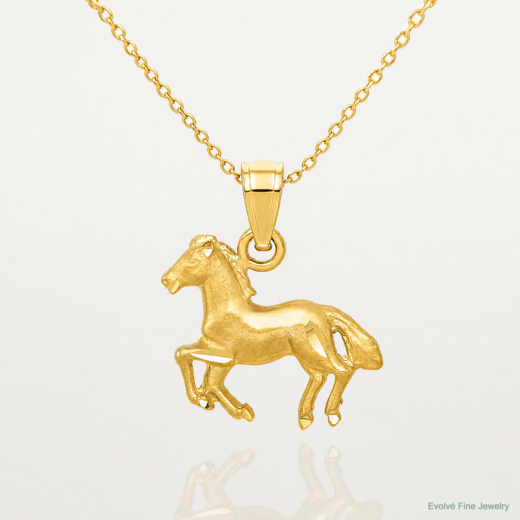 14K Diamond-cut Horse Pendant - Lifestyle View