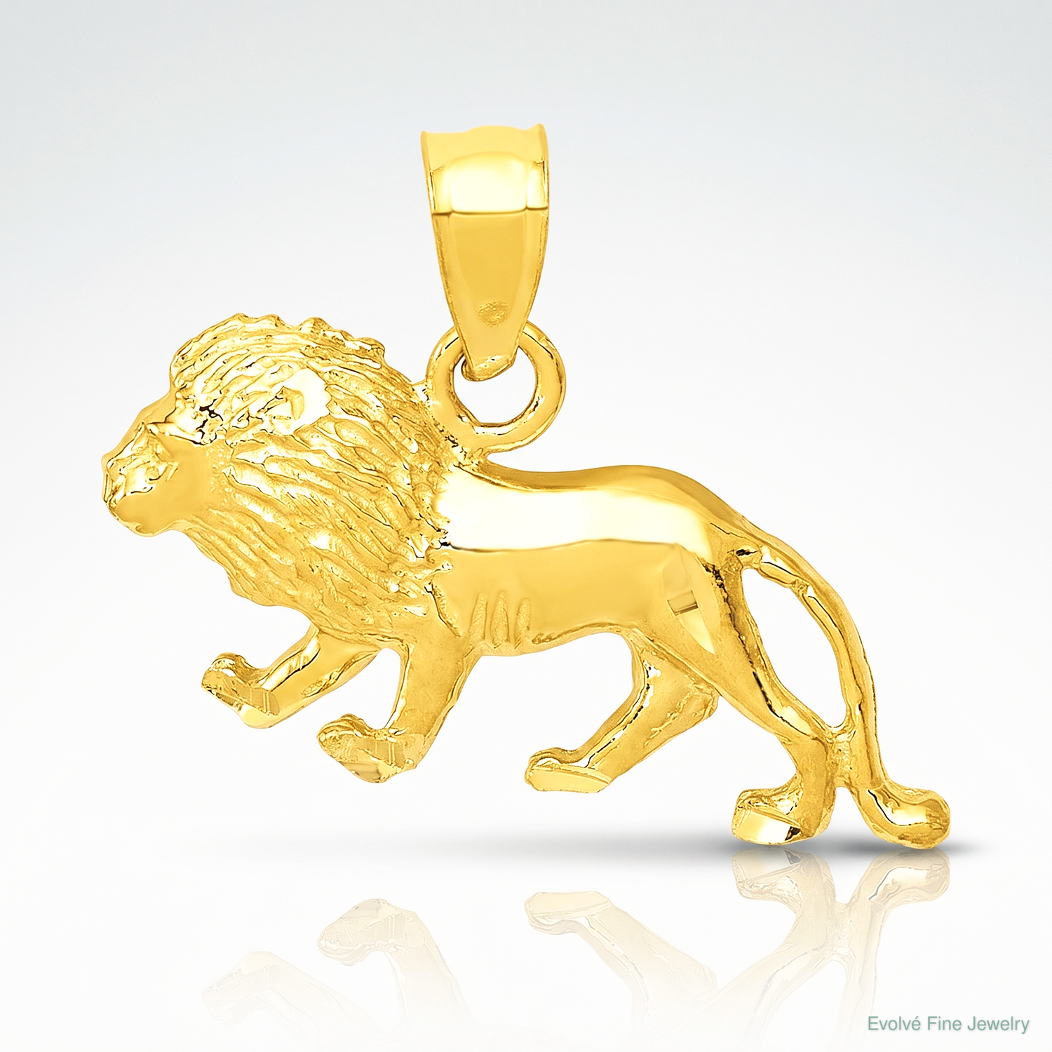 14K Diamond-cut Lion Pendant - Lifestyle View