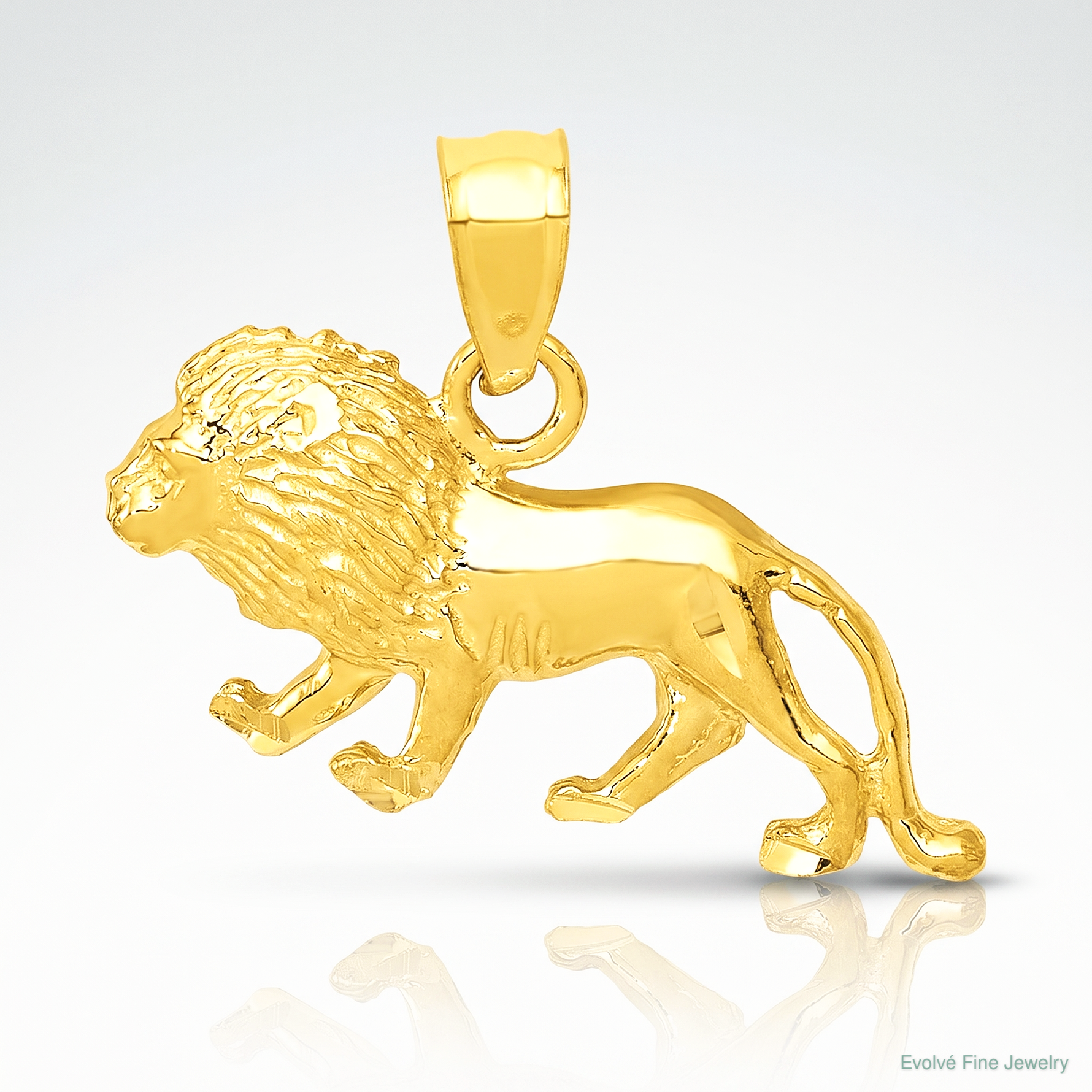 14K Diamond-cut Lion Pendant - Lifestyle View