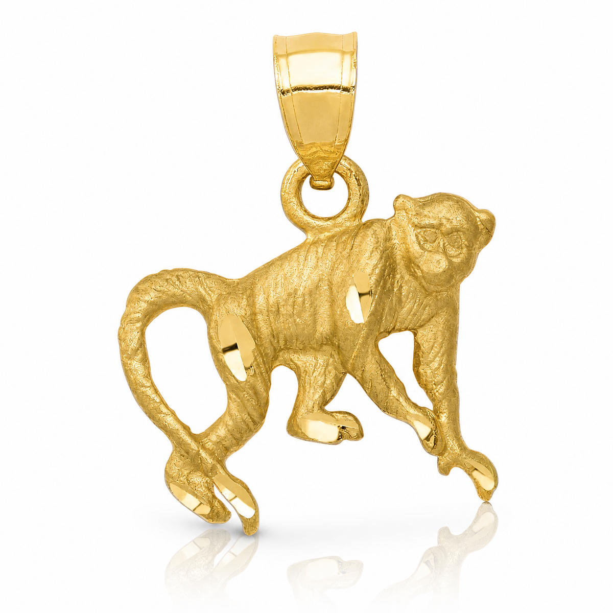 14K Diamond-cut Monkey Pendant - Lifestyle View