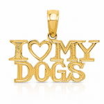 14k I HEART MY DOGS Pendant - Lifestyle View