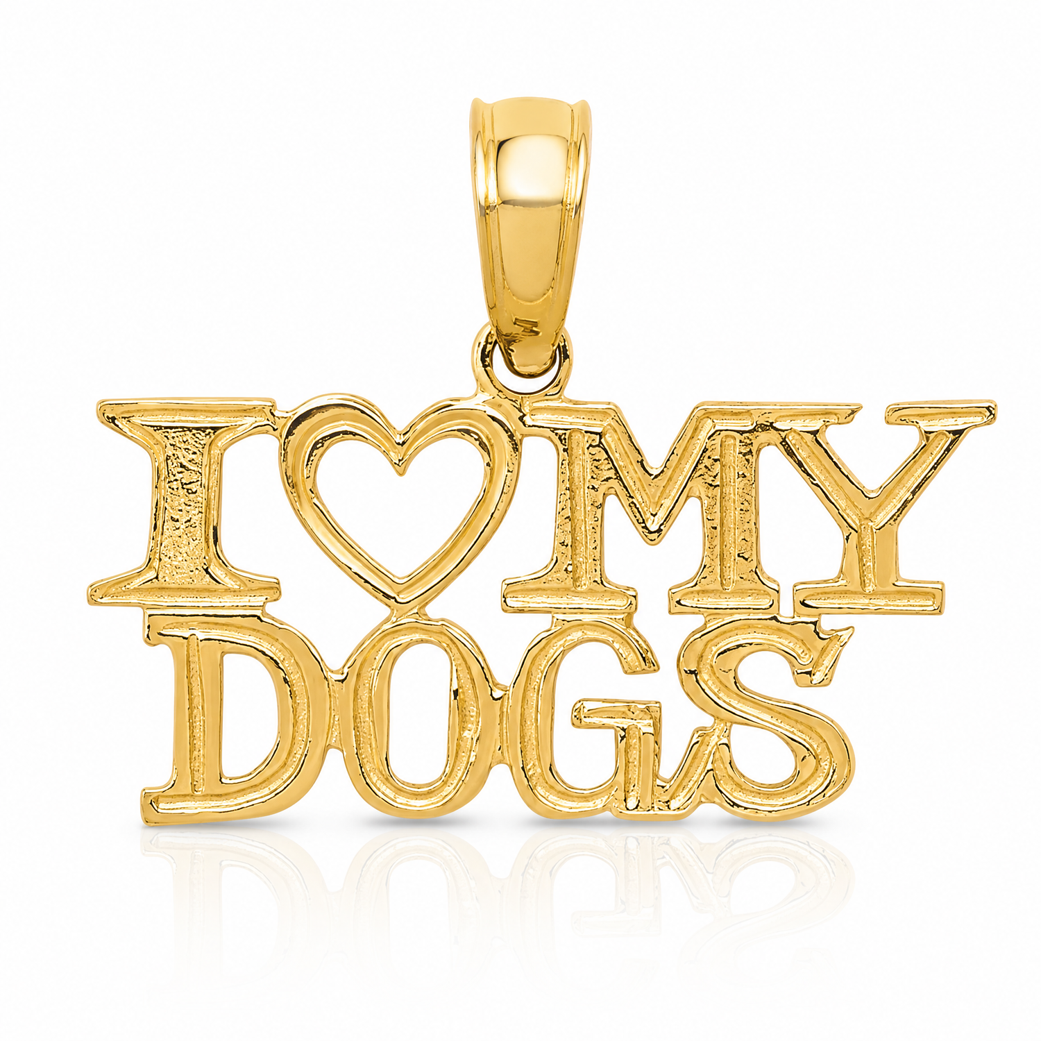 14k I HEART MY DOGS Pendant - Lifestyle View