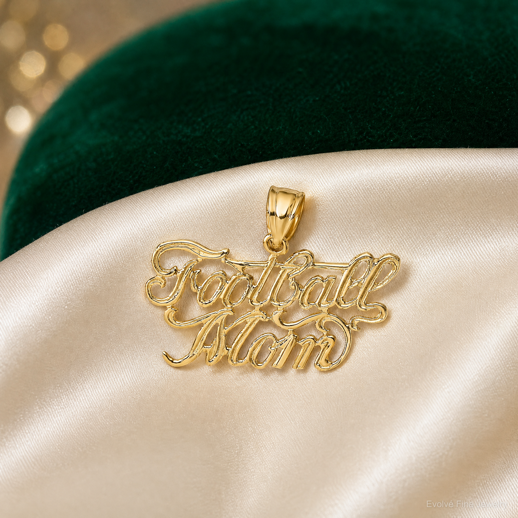 14K FOOTBALL MOM Charm - Lifestyle View
