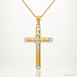 14K Two-Tone w/Rhodium Inri Crucifix Pendant - Lifestyle View