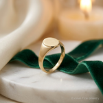 14k High Polished Oval Closed Back Baby Signet Ring - Lifestyle View