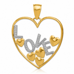 14K w/Rhodium LOVE and Floating Hearts Pendant - Lifestyle View