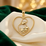 14k Mother and Child in Heart Pendant - Lifestyle View