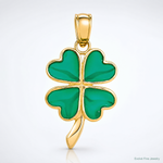 14K 4-Leaf Clover Enameled Pendant - Lifestyle View