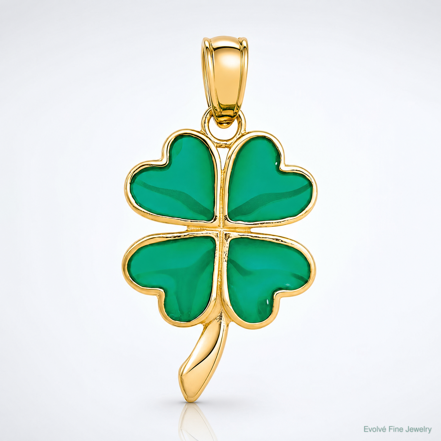14K 4-Leaf Clover Enameled Pendant - Lifestyle View