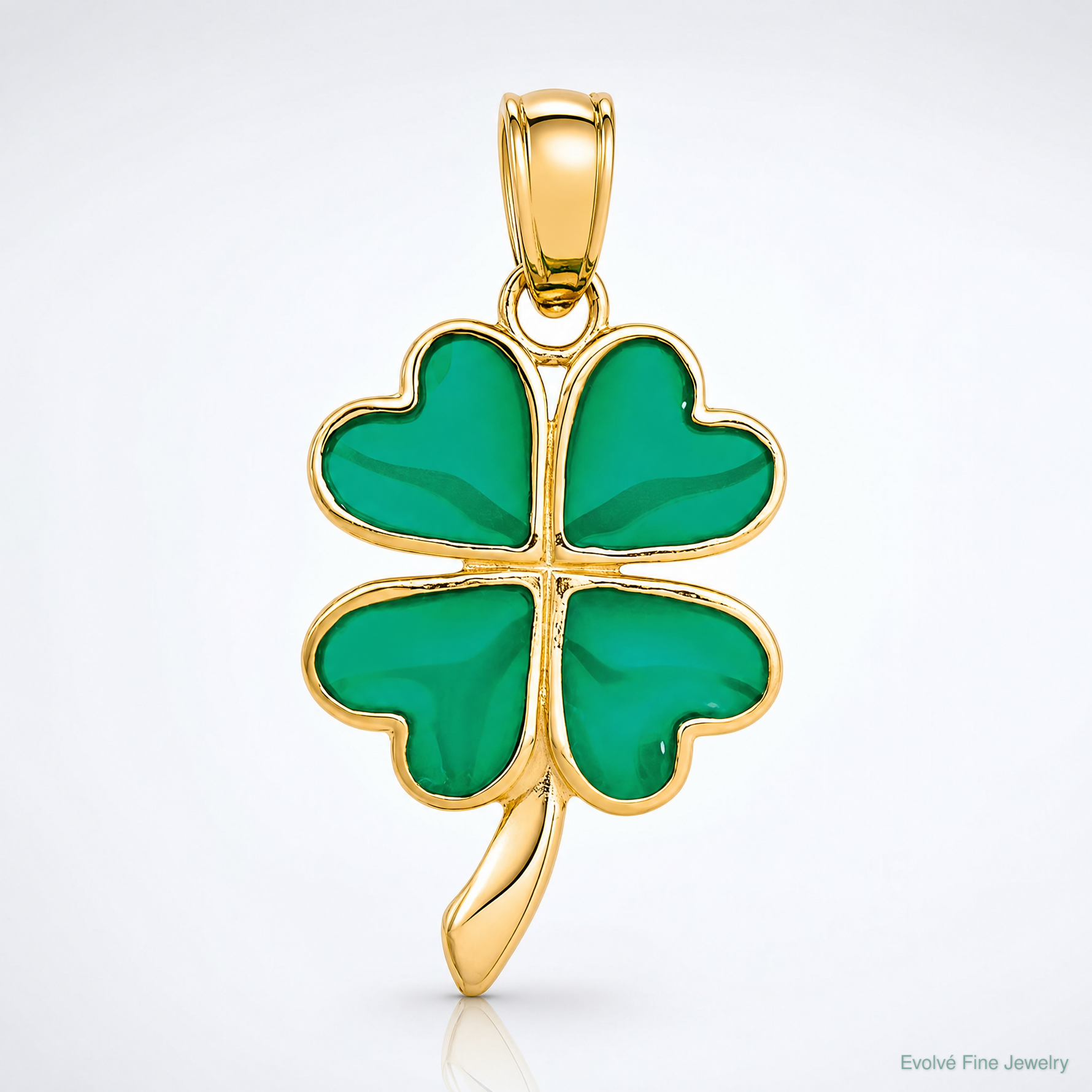 14K 4-Leaf Clover Enameled Pendant - Lifestyle View
