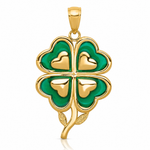 14K 4-Leaf Clover Pendant with Enameled Tips Pendant - Lifestyle View