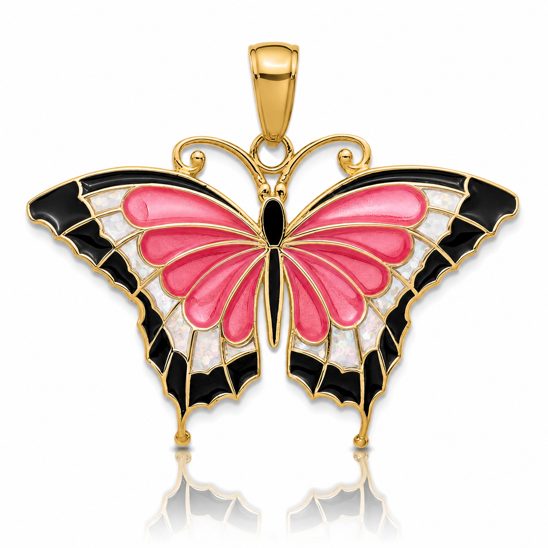 14K Enameled Butterfly Pendant - Lifestyle View