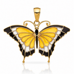 14K Yellow Enameled Butterfly Pendant - Lifestyle View