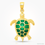 14K Green Enameled Sea Turtle Pendant - Lifestyle View