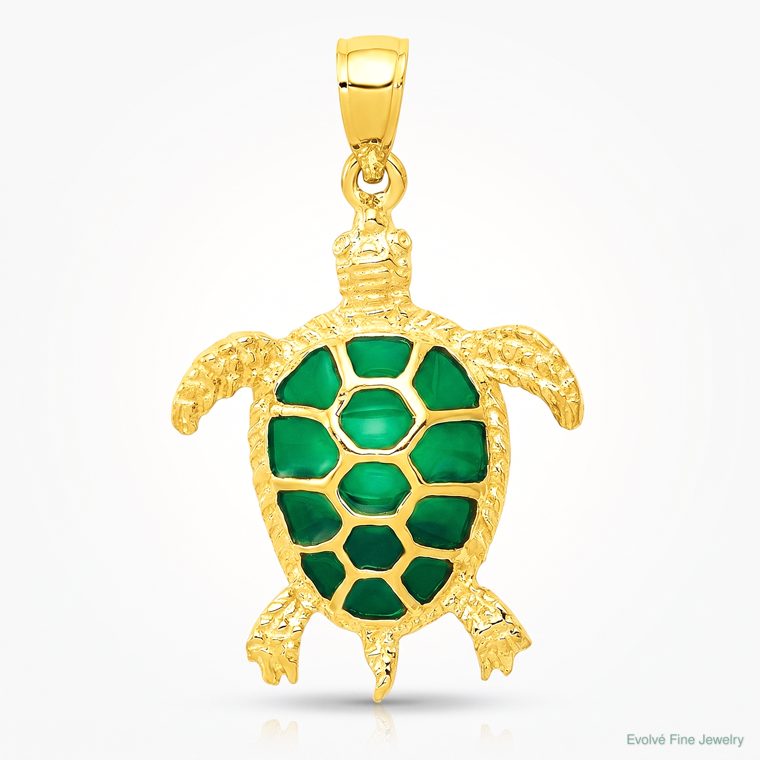 14K Green Enameled Sea Turtle Pendant - Lifestyle View