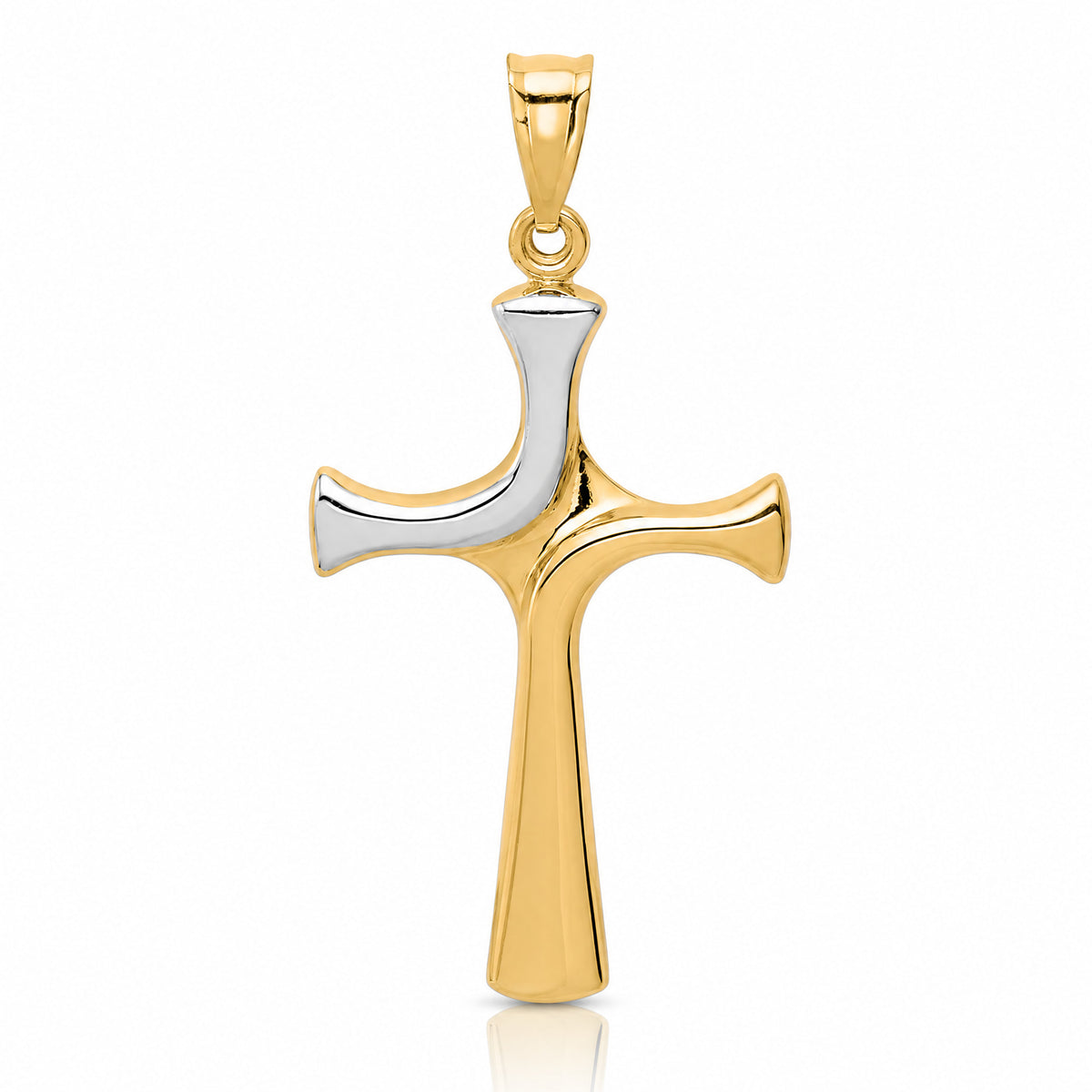 14k w/Rhodium Fancy Cross Pendant - Lifestyle View