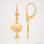 14K Palm Tree Leverback Earrings - Lifestyle View