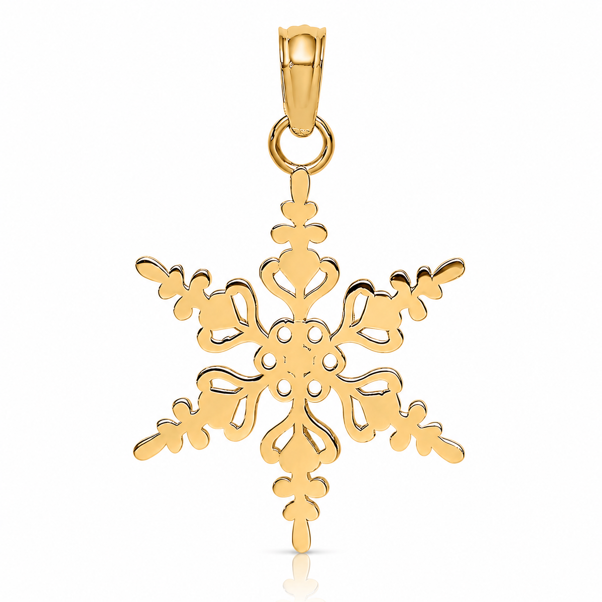 14k Polished Snowflake Charm - Lifestyle View