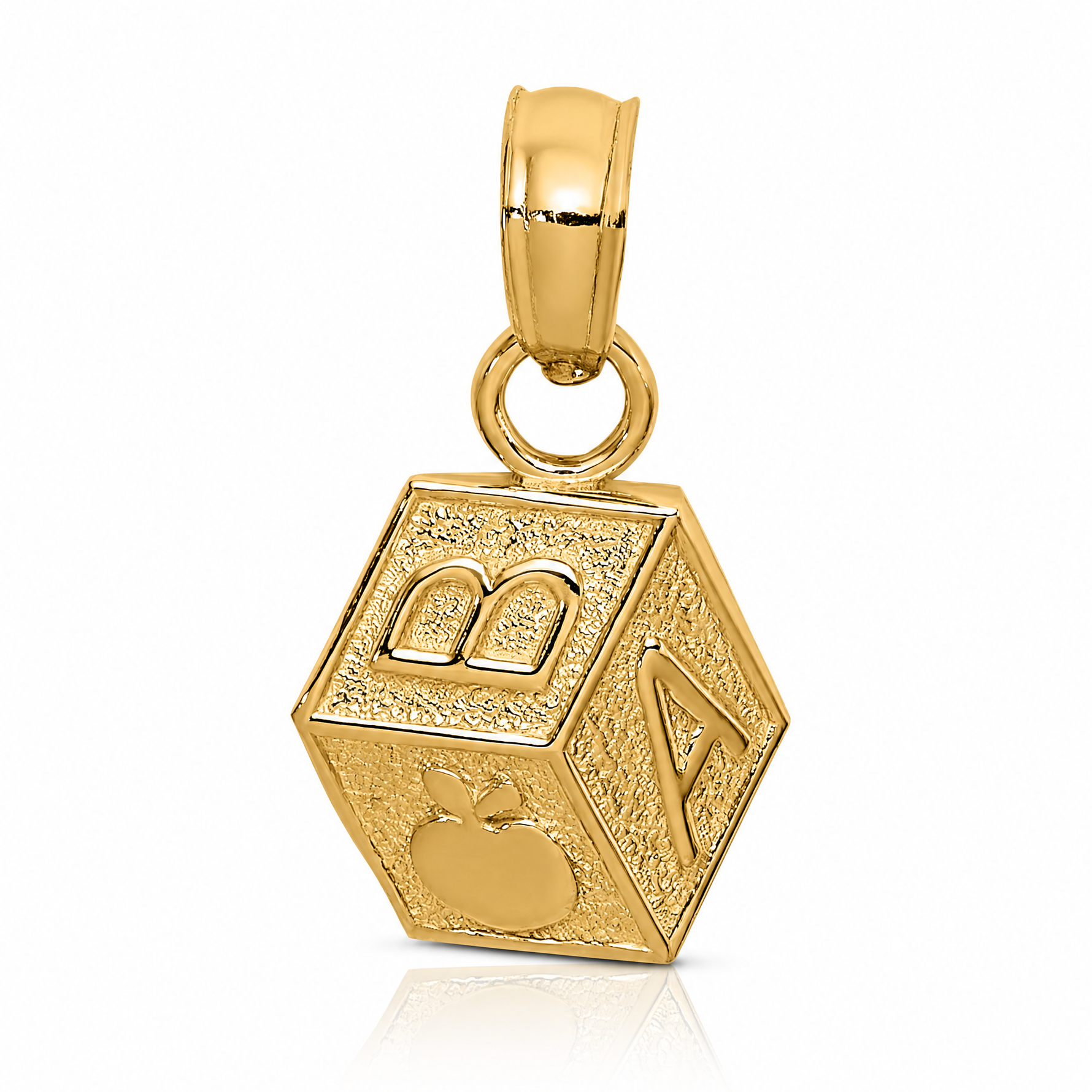 14k Baby Block Charm - Lifestyle View