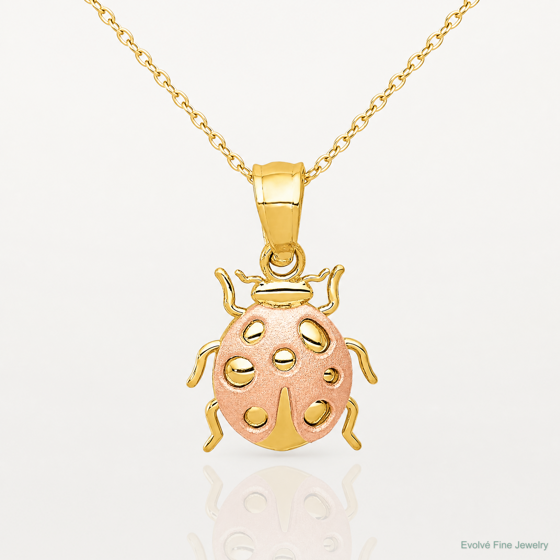 14k Two Tone Ladybug Pendant - Lifestyle View