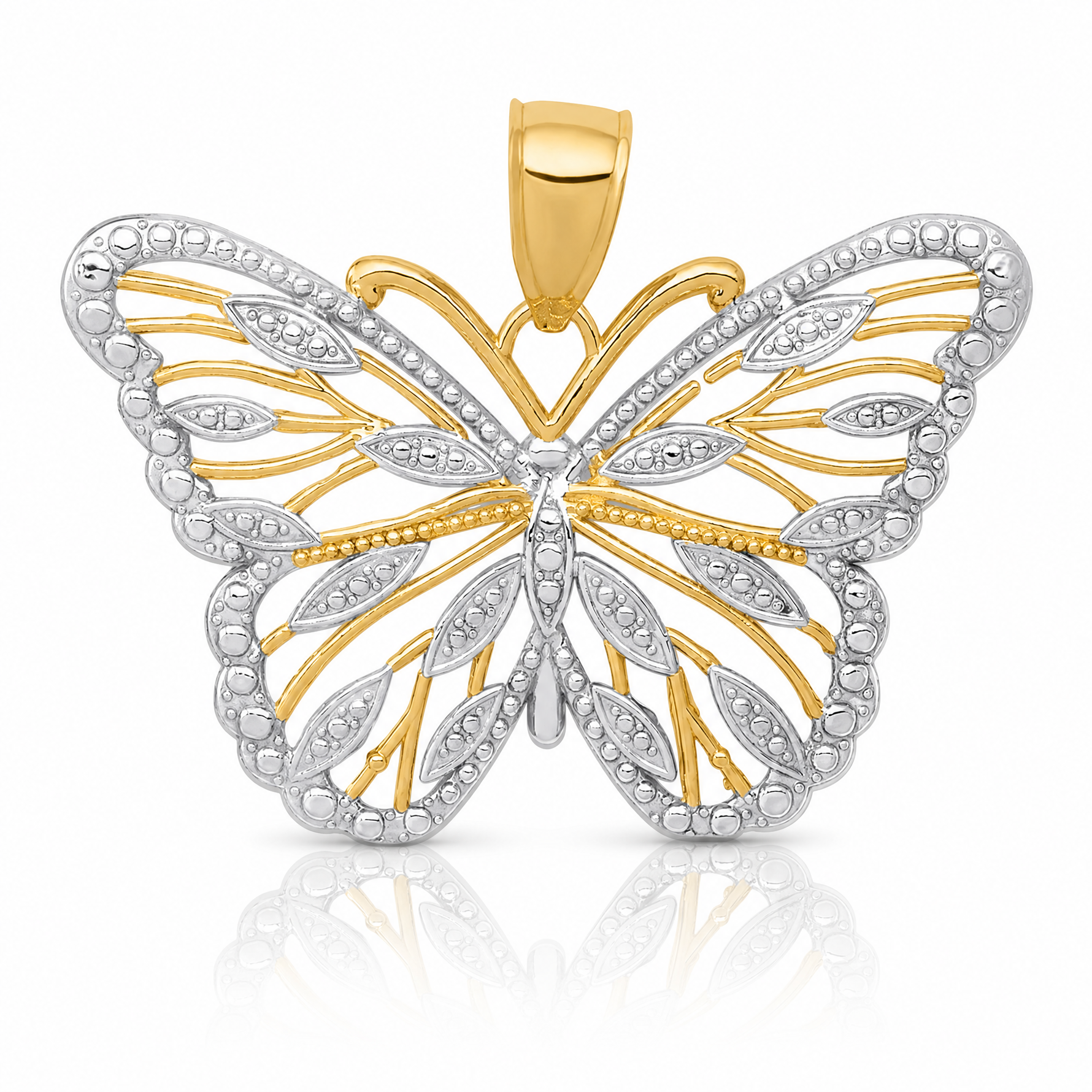 14k and Rhodium Butterfly Pendant - Lifestyle View